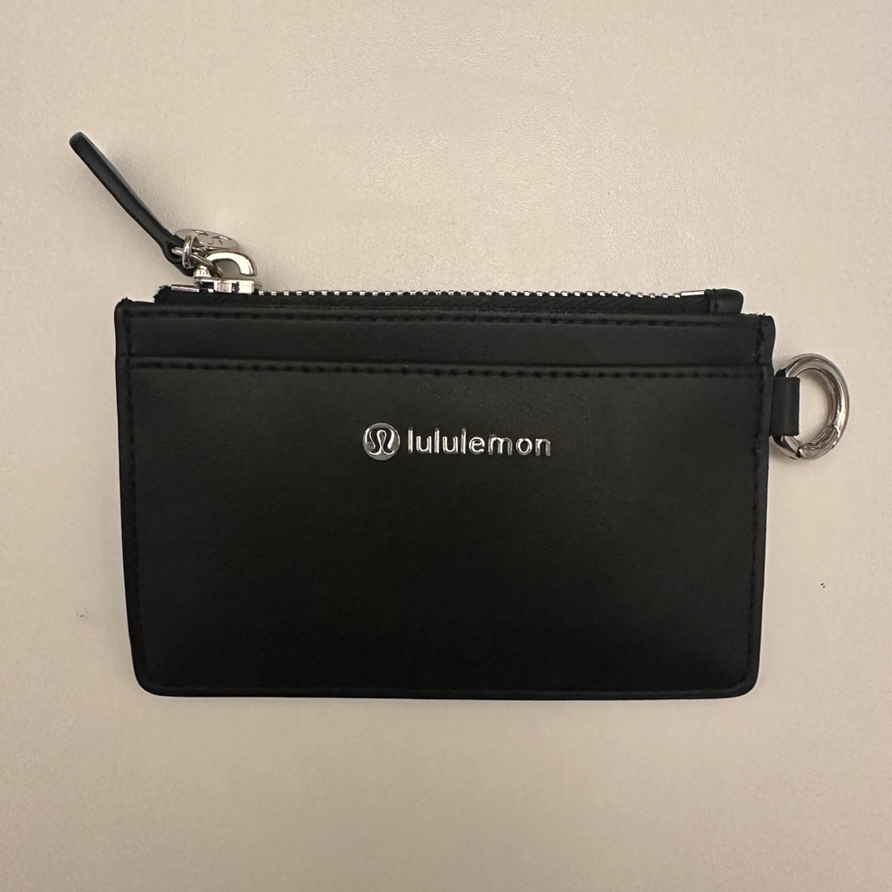 Lululemon Leather Alternative Card Case Keychain Wallet Black